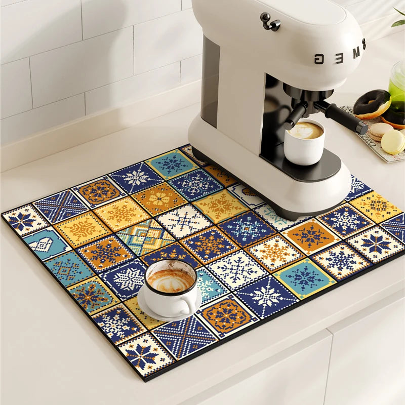 Coffee Maker Mat, Retro Dish Drying Mats