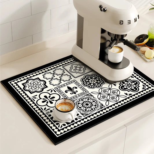 Coffee Maker Mat, Retro Dish Drying Mats