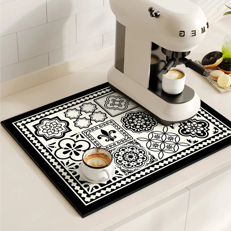 Coffee Maker Mat, Retro Dish Drying Mats