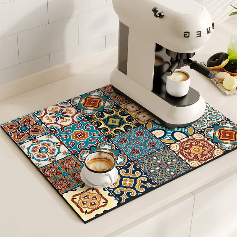 Coffee Maker Mat, Retro Dish Drying Mats