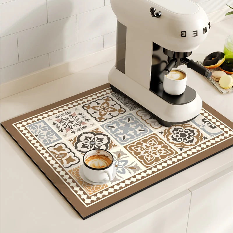 Coffee Maker Mat, Retro Dish Drying Mats