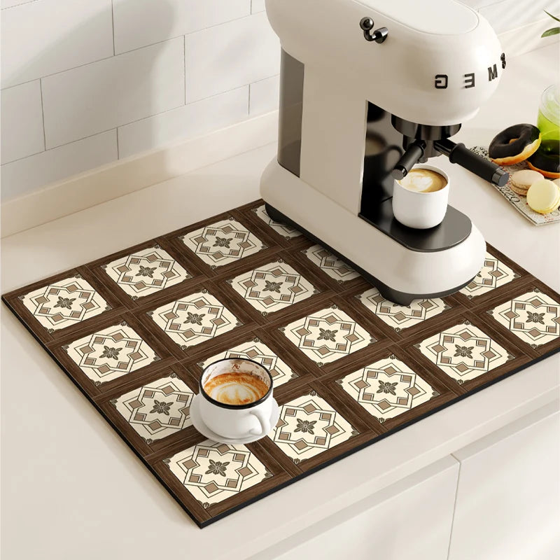 Coffee Maker Mat, Retro Dish Drying Mats