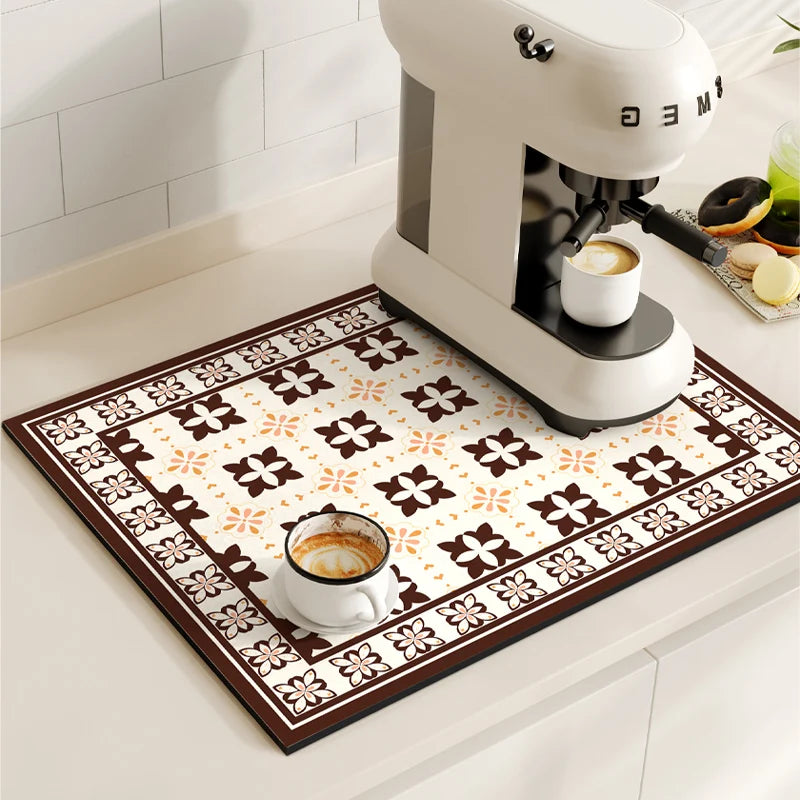 Coffee Maker Mat, Retro Dish Drying Mats