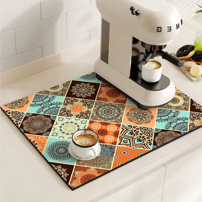 Coffee Maker Mat, Retro Dish Drying Mats