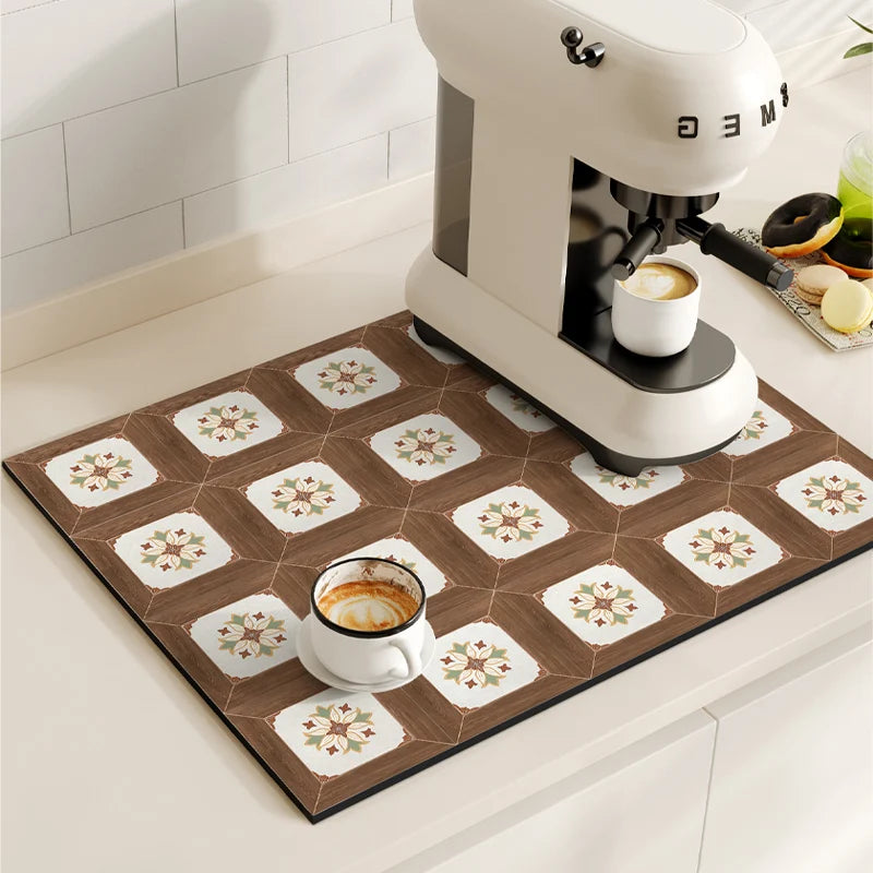 Coffee Maker Mat, Retro Dish Drying Mats