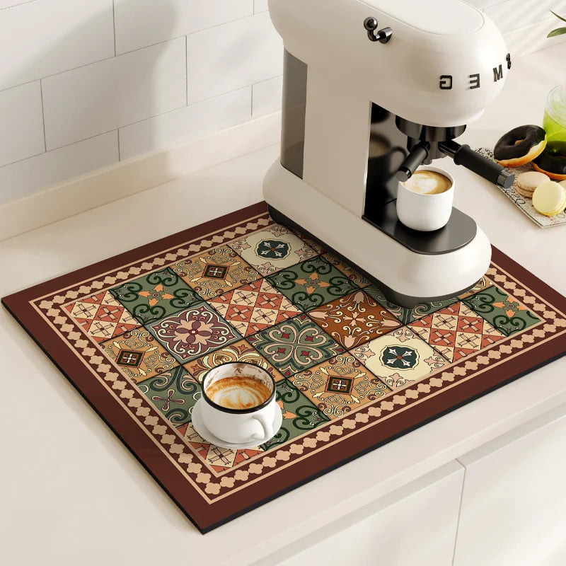 Coffee Maker Mat, Retro Dish Drying Mats