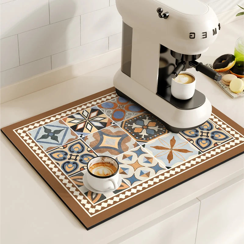 Coffee Maker Mat, Retro Dish Drying Mats