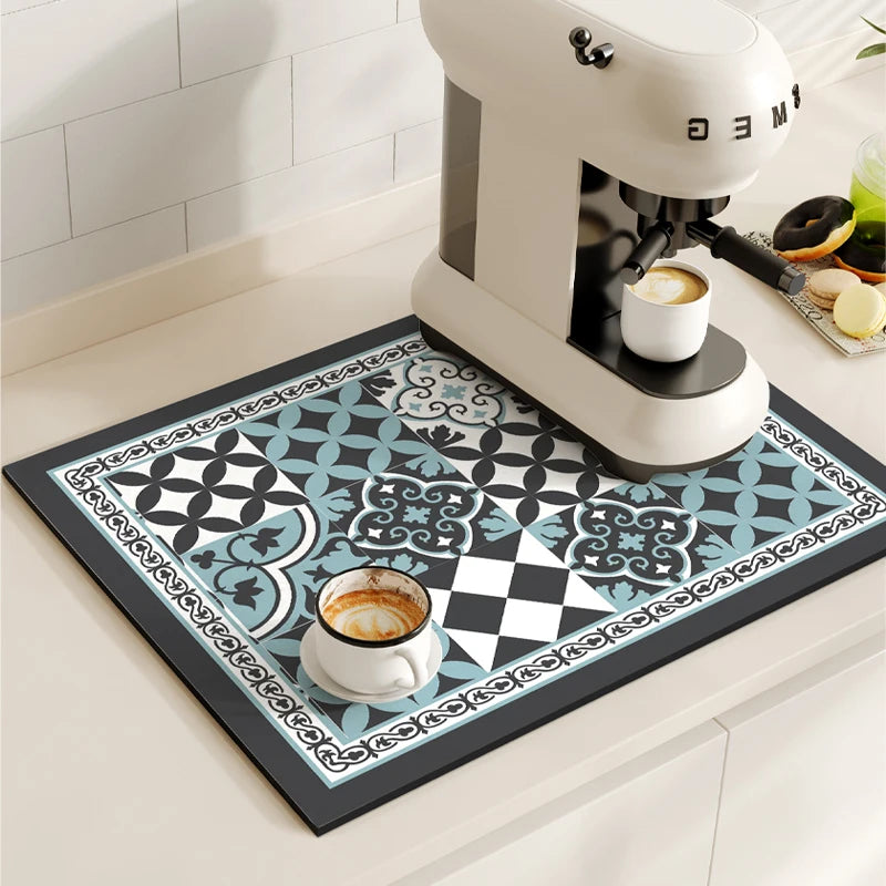 Coffee Maker Mat, Retro Dish Drying Mats