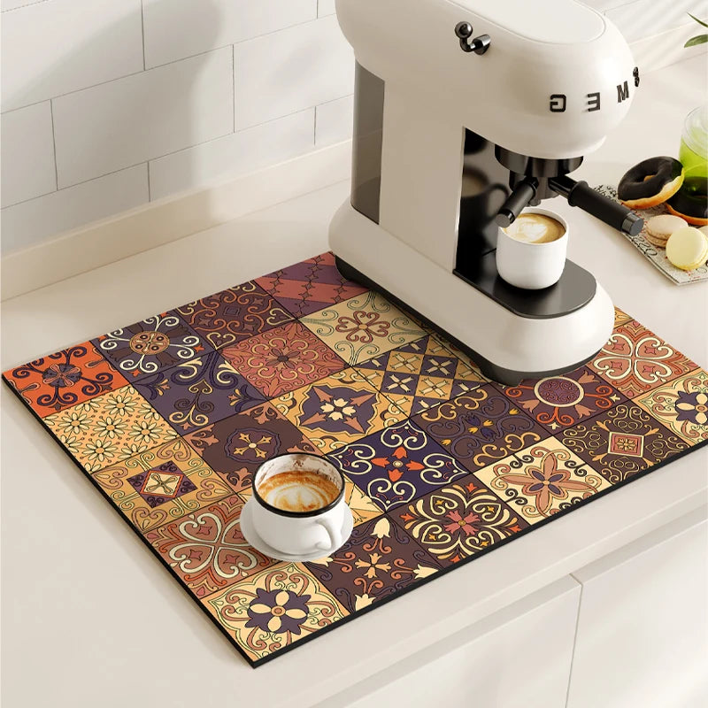 Coffee Maker Mat, Retro Dish Drying Mats