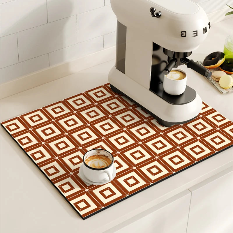 Coffee Maker Mat, Retro Dish Drying Mats