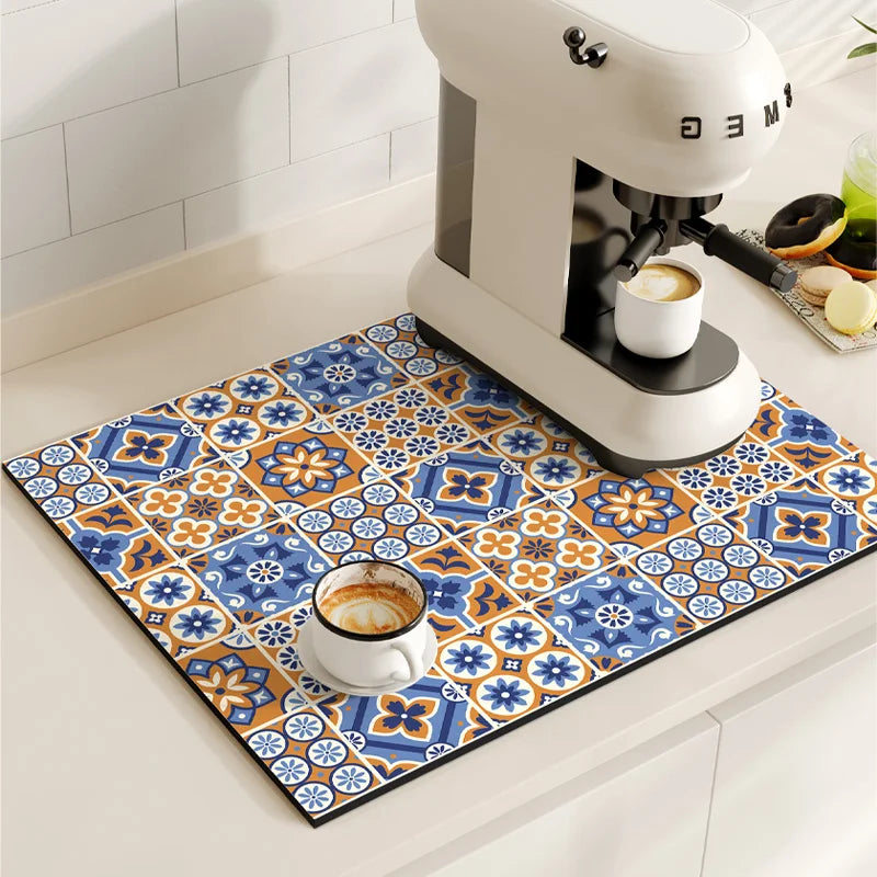 Coffee Maker Mat, Retro Dish Drying Mats